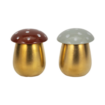 Figure & Apricot 6" Mushroom Candle (Set of 2) - Brown / Ivory