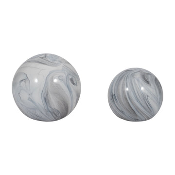 5" / 6" Serenity Swirl Spheres (Set of 2) - Blue