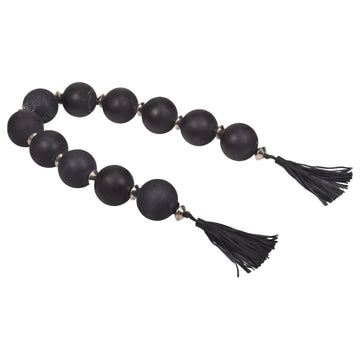 Renton Black & Gold Glass Garland With Lether Tassel 56'' - Black