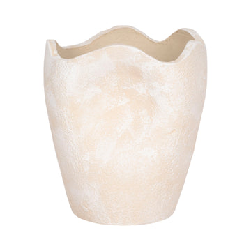 10" Abstract Textured Terracotta Vase - Ivory