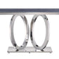 Zasir - Accent Table - Gray Printed Faux Marble & Mirrored Silver Finish