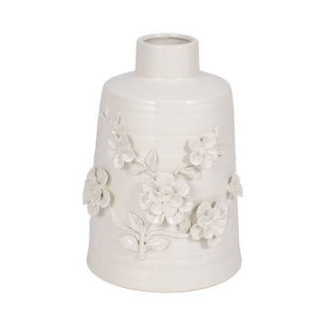 11" Floral Vase - White