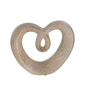 Ceramic 8" Beaded Heart Accent - Champange