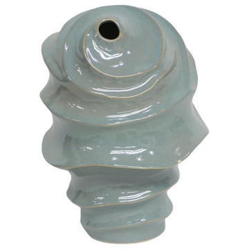 Seaside Small Blue Ceramic Vase 14" - Gray