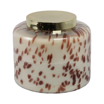 9" Cinnamon Speckle Lidded Candle - White / Orange
