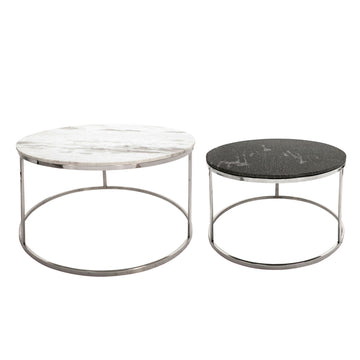 Metal / Marble Coffee Table (Set of 2) - Silver