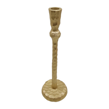 Metal 12" Hammered Taper Candleholder - Gold