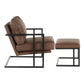 Roman - Lounge Chair And Ottoman - Black Metal And Espresso Faux Leather