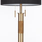 Trophy - Floor Lamp - Antique Brass With Black Linen Shade