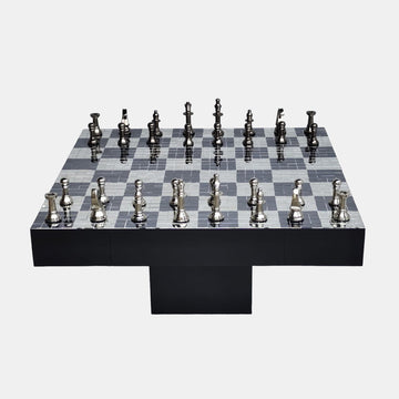 32" Mosaic Disco Chess Table 2 Boxes - Black