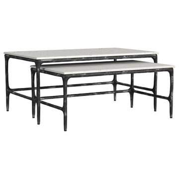 Ebby - 2 Piece Genuine Marble Top Nesting Coffee Tables - White