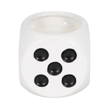 9 Oz Tobacco Dice Candle 4" - White / Black