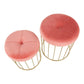 Canary - Nesting Ottoman Set - Gold Metal And Pink Velvet