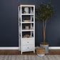 Hollis - 4-Shelf Wood Media Tower With Drawers - Brown And White