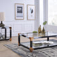 Lafty - Coffee Table - White Brushed & Clear Glass