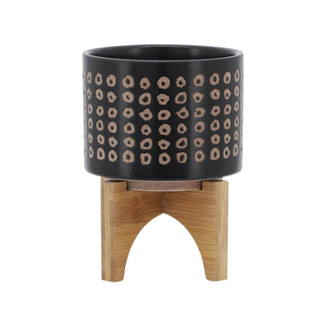 Ceramic Planter On Stand 5" - Brown
