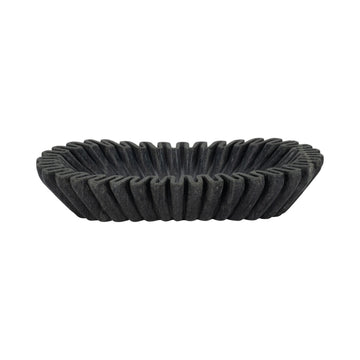 16" Arkin Wavy Marble Bowl - Black