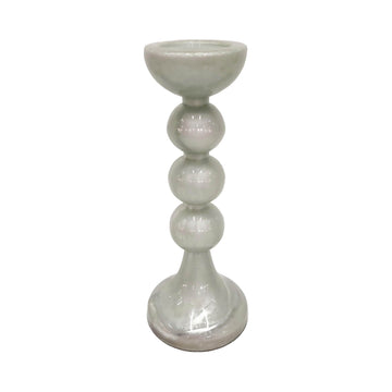 Glass Bubbly Candle Holder 18" - White