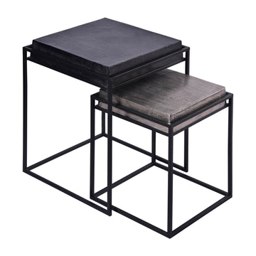 Metal Nested Square Side Tables 14 x 19" / 18 x 23" (Set of 2) - Black