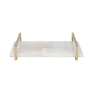 14" Selenite Tray Handles - White / Gold