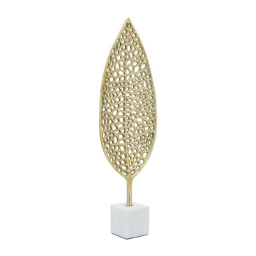 Metal 24" Leaf On Stand - Gold