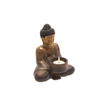 Sitting Buddha Tealight Copper - Brown