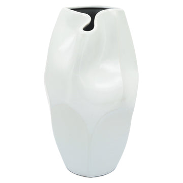 Ceramic 14" Abstract Vase - White