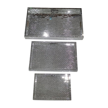 13 / 18 / 24" Mosaic Trays (Set of 3) - Silver