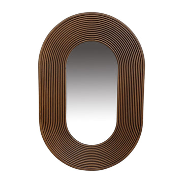 36" Ribbed Oval Mirror - Walnut