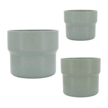 Ceramic Mushroom Planters 7 / 9 / 10" (Set of 3) - Green