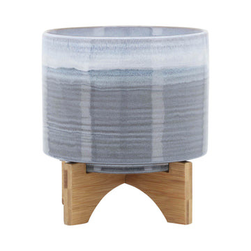 Ceramic Planter On Stand Fade 8" - Blue Fade