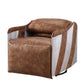 Qalurne - Recliner - 2-Tone Mocha Top Grain Leather & Aluminum