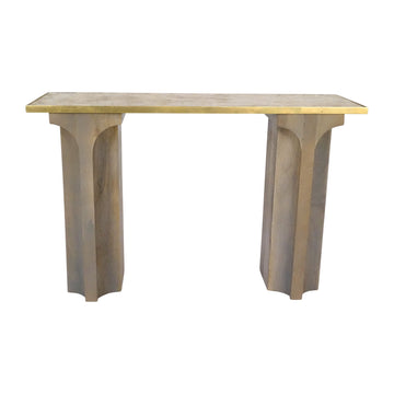 Sardi Travertine Top Console Table - White