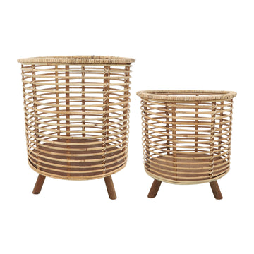 Rattan Woven Planters 12 / 14" (Set of 2) - Brown