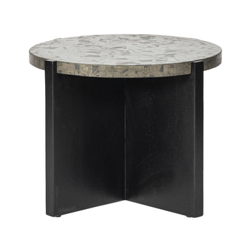 Livio Pyrite Semi-Precious Stone & Wood Accent Table 24" - Black