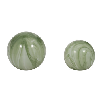 Lucinda Swirl Spheres (Set of 2) - Green