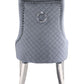 Satinka - Side Chair (Set of 2) - Gray Fabric & Mirrored Silver Finish