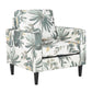 Wendy - Arm Chair - Black Wood And Cream With Green Floral Print Fabric