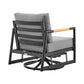 Crown - Outdoor Patio Swivel Glider Lounge Chair With Cushions - Black / Teak