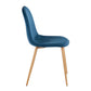 Pebble - Chair - Natural Wood Metal And Blue Velvet (Set of 2)