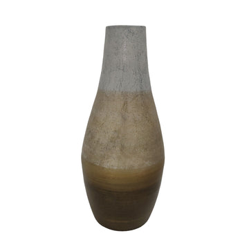 Gold Ombre Metal Hourglass Vase 21" - White / Gold