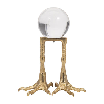 Metal 8" Bird Feet Holding Acrylic Ball - Gold