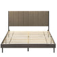 Valdemar - Queen Bed - Brown Fabric & Weatheted Gray Finish