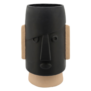Resin Comic Face Planter 10" Dia - Black