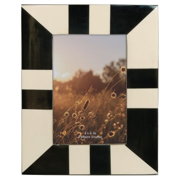 Resin 4" x 6" Geometric Photo Frame - Black/White