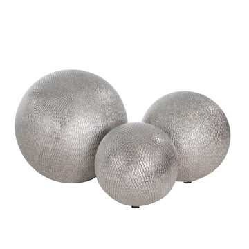 Ceramic 6 / 5 / 4" Orbs (Set of 3) - Silver