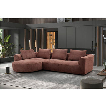 Aceso - Sectional Sofa With 4 Pillows - Brown