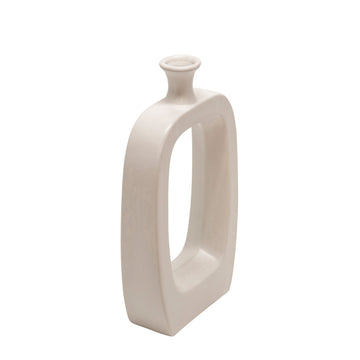 Ceramic Vase With Cutout 14" - White