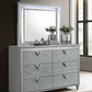 Veronica - 6-Drawer Dresser With Mirror - Light Silver