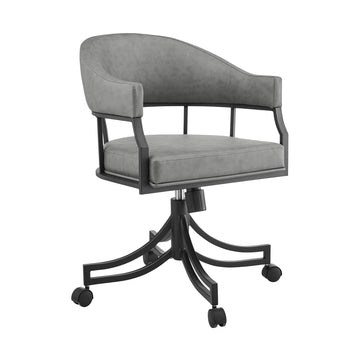 Tibet - Swivel Rolling Dining Chair - Matte Black / Vintage Gray